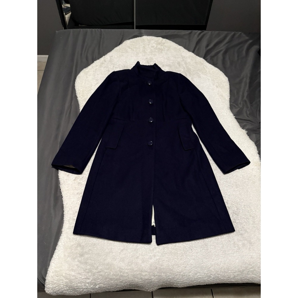 J Crew Women's Navy Peacoat Size 4 Wool Blend Button Down Jacket Coat